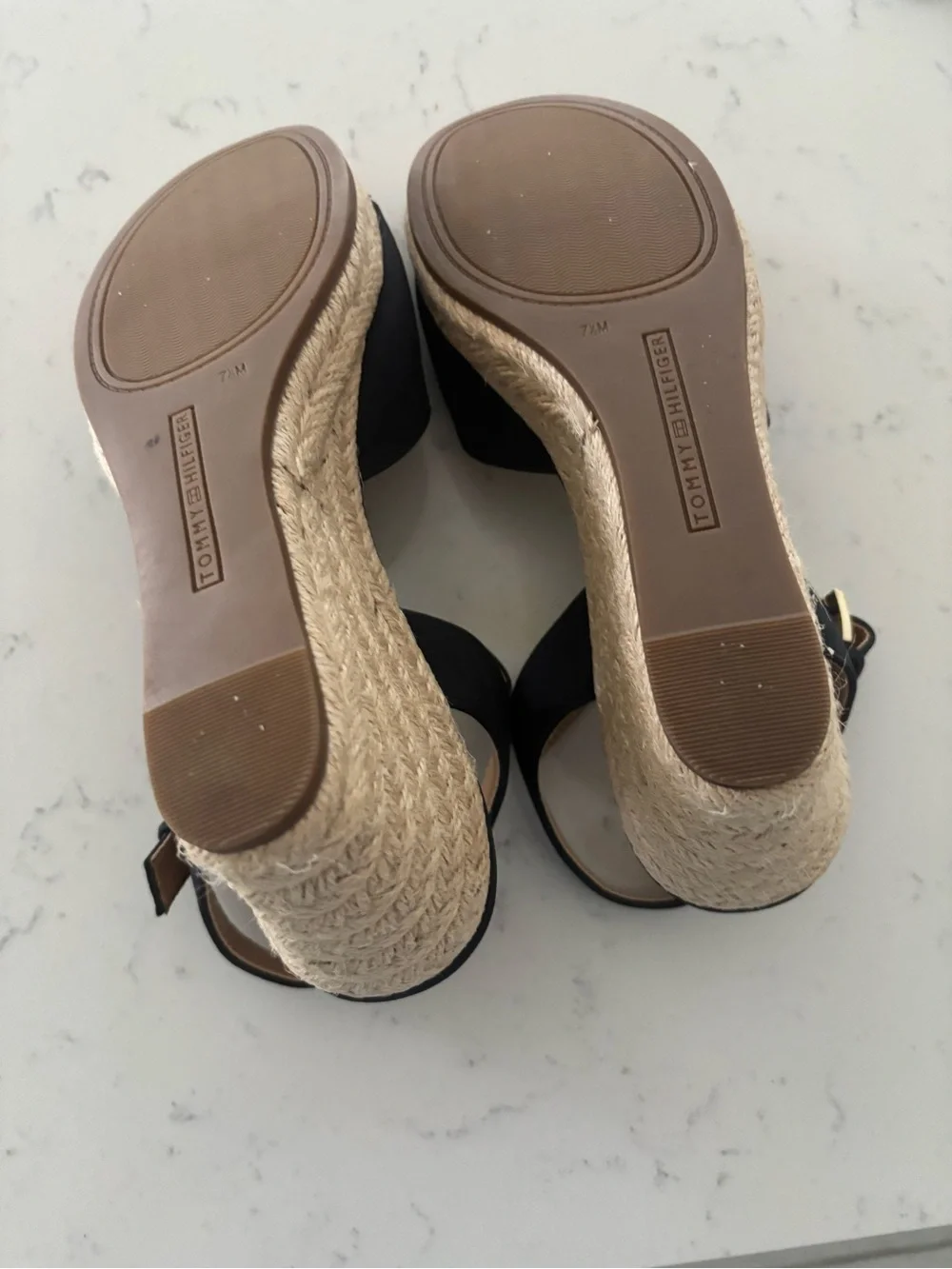 Tommy Hilfiger Black Espadrille Wedge Sandals Size 7.  Worn once
